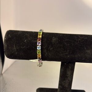 Multicolor Gemstone Tennis Bracelet 9.25 sterling silver